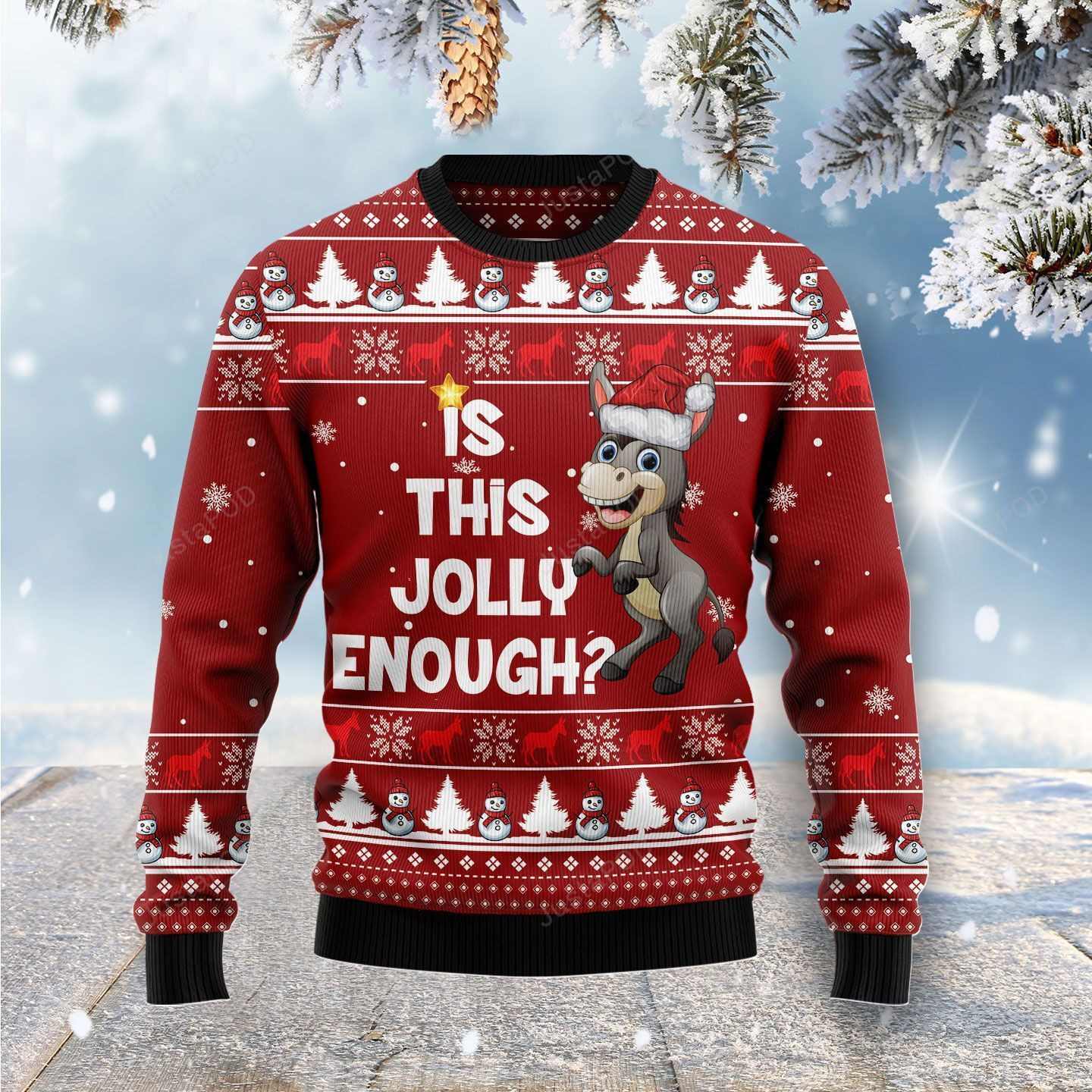 Is This Jolly Enough Donkey Christmas Ugly Christmas Sweater, Perfect Holiday Gift