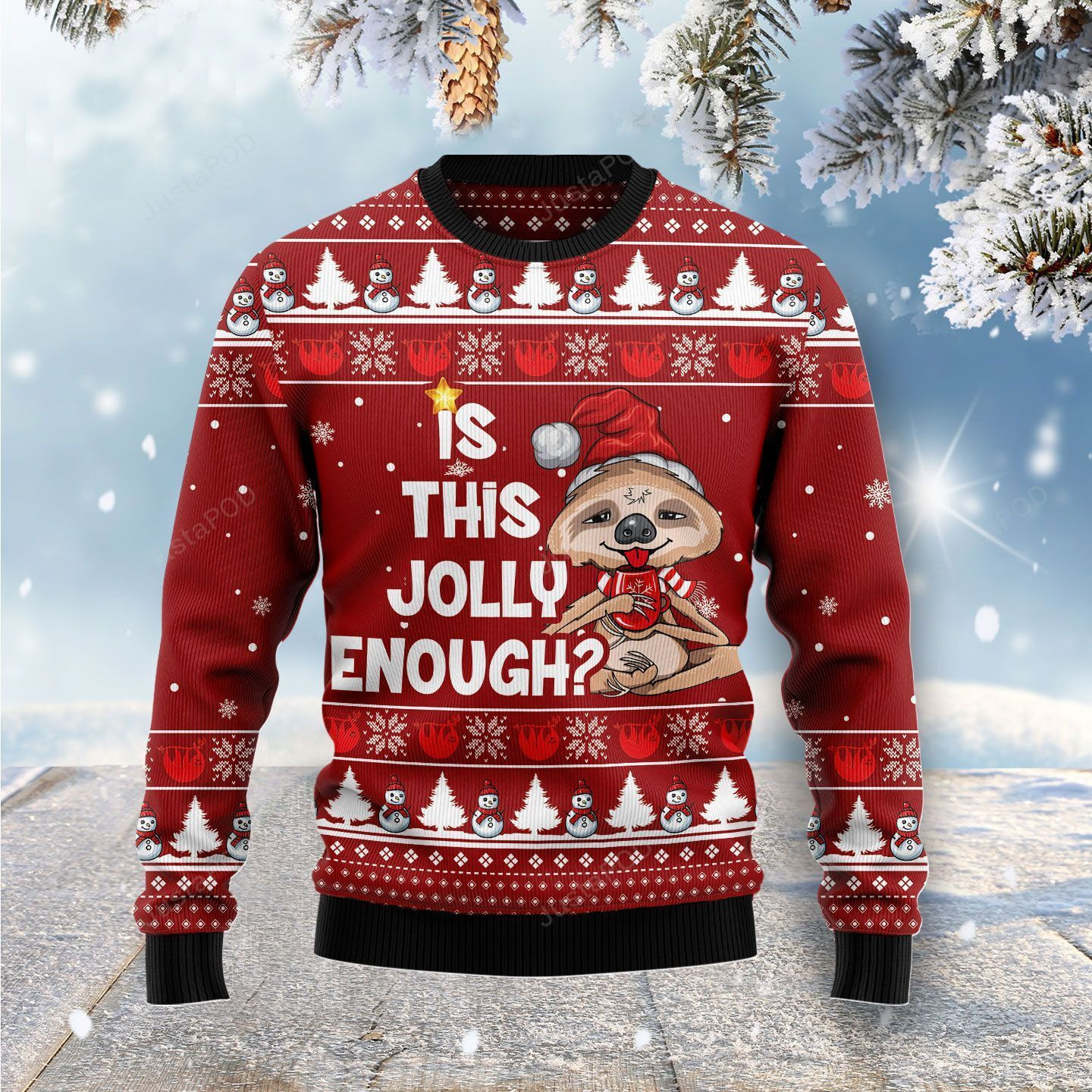Is This Jolly Enough Sloth Christmas Ugly Christmas Sweater, Perfect Holiday Gift