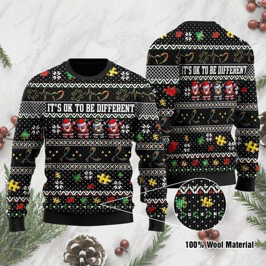 Its Ok To Be Different Autism Ugly Christmas Sweater, Perfect Holiday Gift