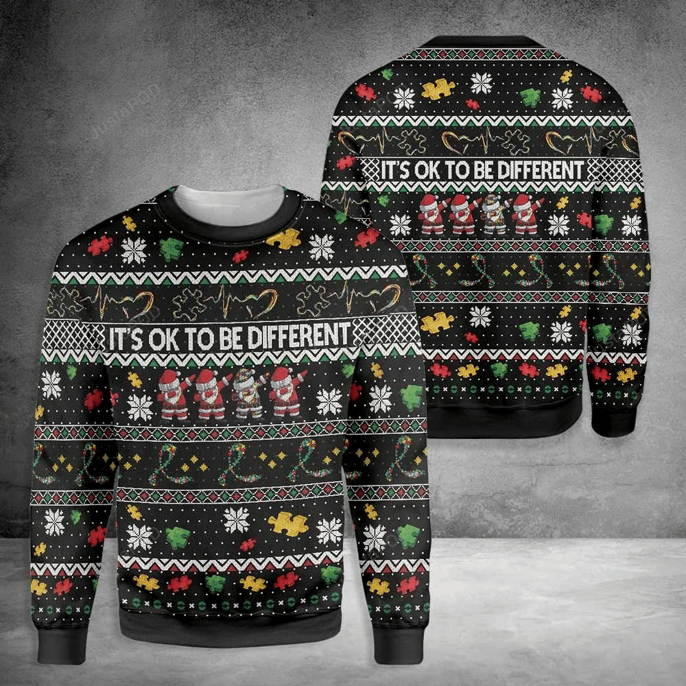 Its Ok To Be Different Autism Ugly Christmas Sweater, Perfect Holiday Gift