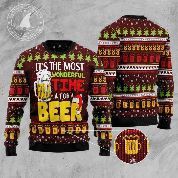 It?S The Most Wonderful Time For A Beer For Men Ugly Christmas Sweater, Perfect Holiday Gift