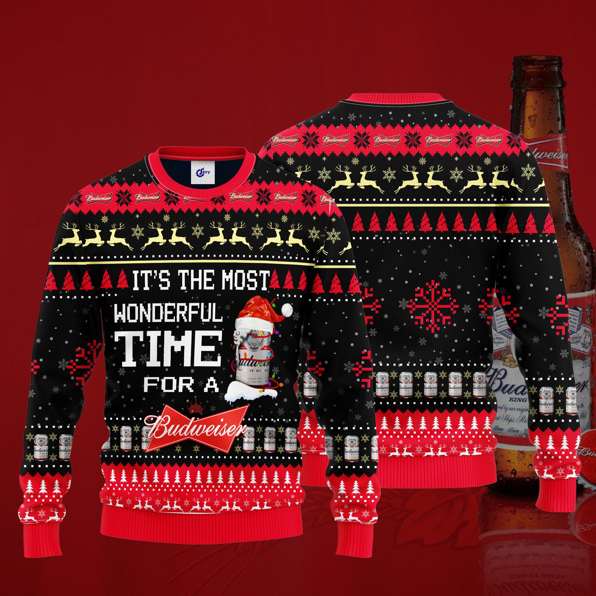 It'S The Most Wonderful Time For A Budweiser Ugly Christmas Sweater