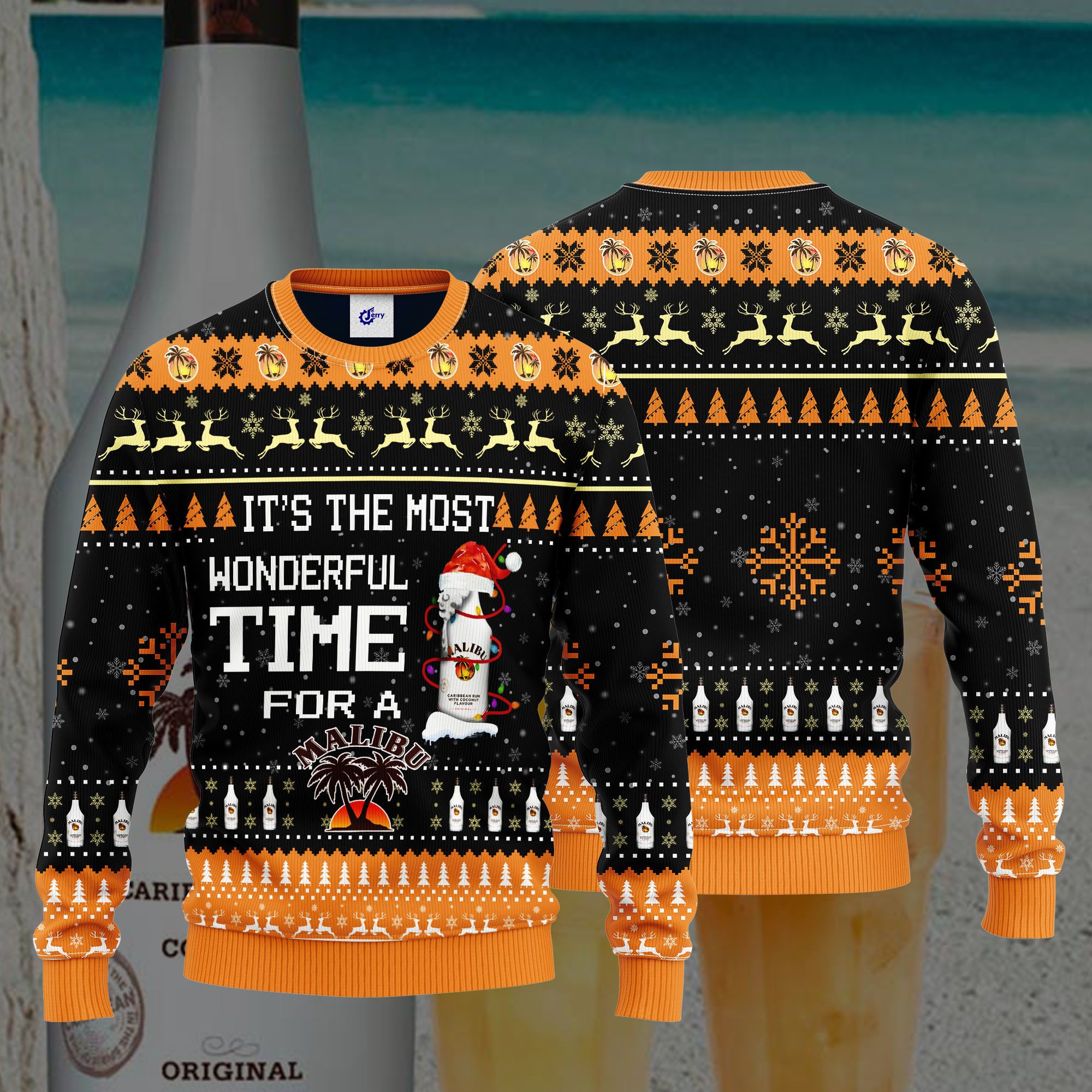 It'S The Most Wonderful Time For A Malibu Rum Ugly Christmas Sweater