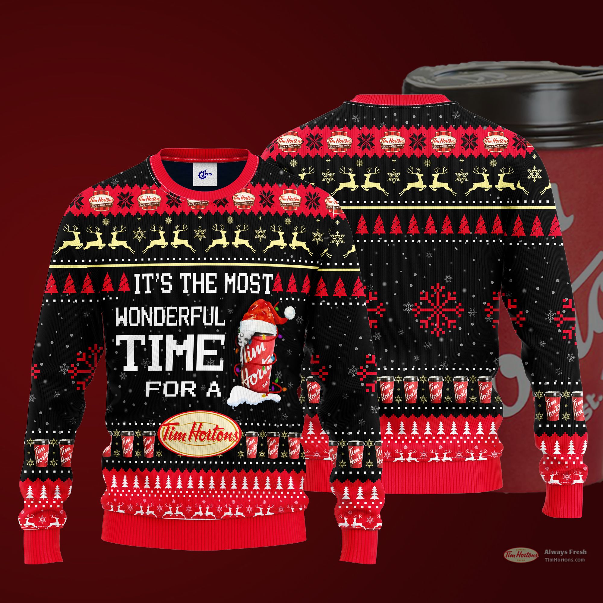 It'S The Most Wonderful Time For A Tim Hortons Ugly Christmas Sweater
