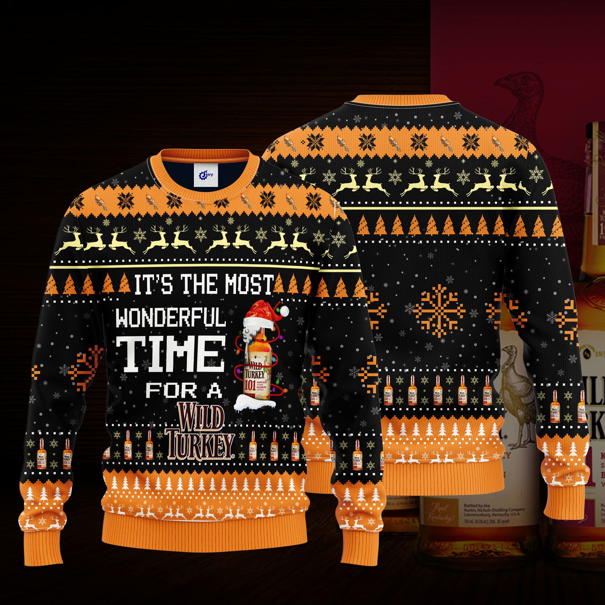 It'S The Most Wonderful Time For A Wild Turkey Ugly Christmas Sweater