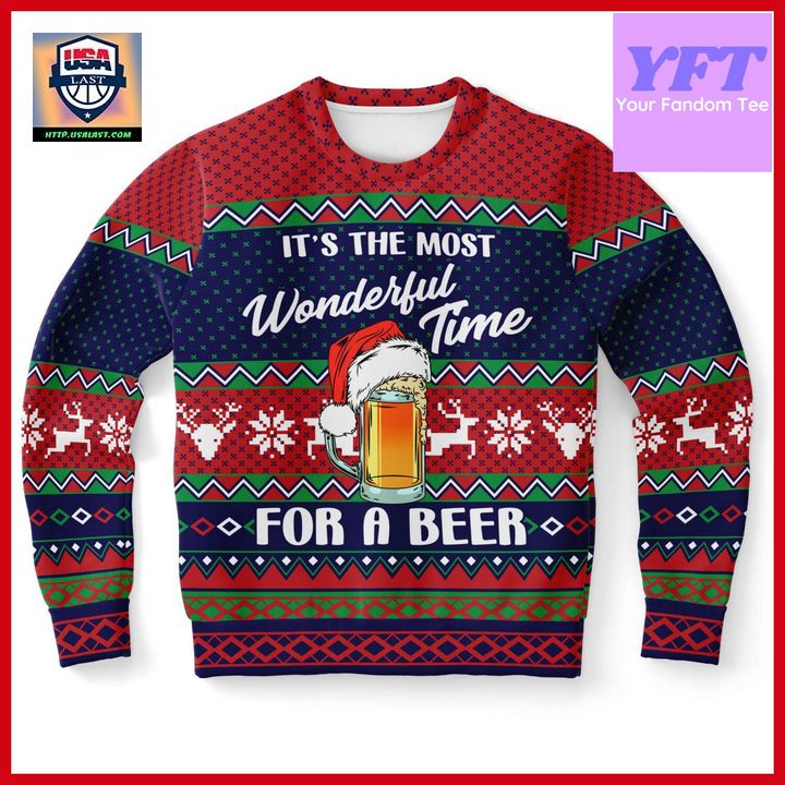 Its The Most Wonderful Time Of The Year Beer Drinking Beer Lover 3d Ugly Christmas Sweater