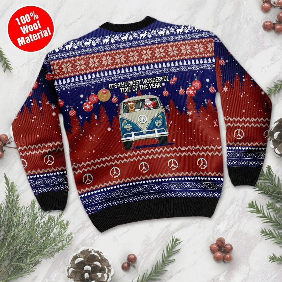 Its The Most Wonderful Time Of The Year Santa Claus In Hippie Car Ugly Christmas Sweater Perfect Holiday Gift - Image 3