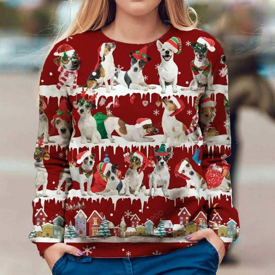 Jack Russell Terrier Snow Christmas Ugly Christmas Sweater, Perfect Holiday Gift