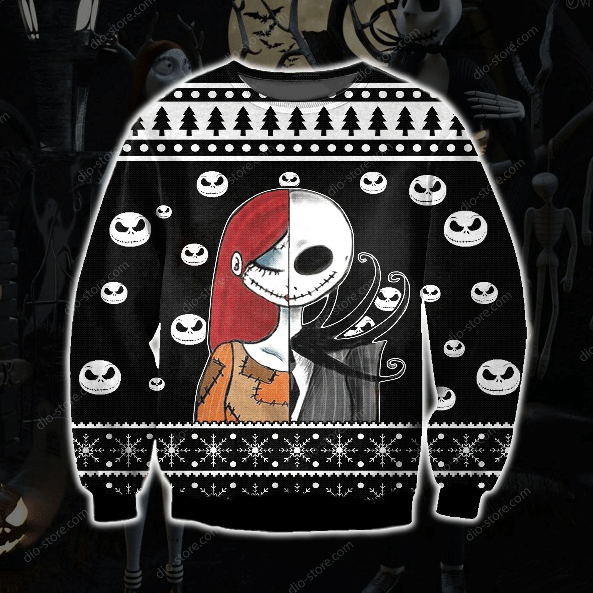 Jack Skellington And Sally Knitting Pattern 3D Print Ugly Christmas Sweater