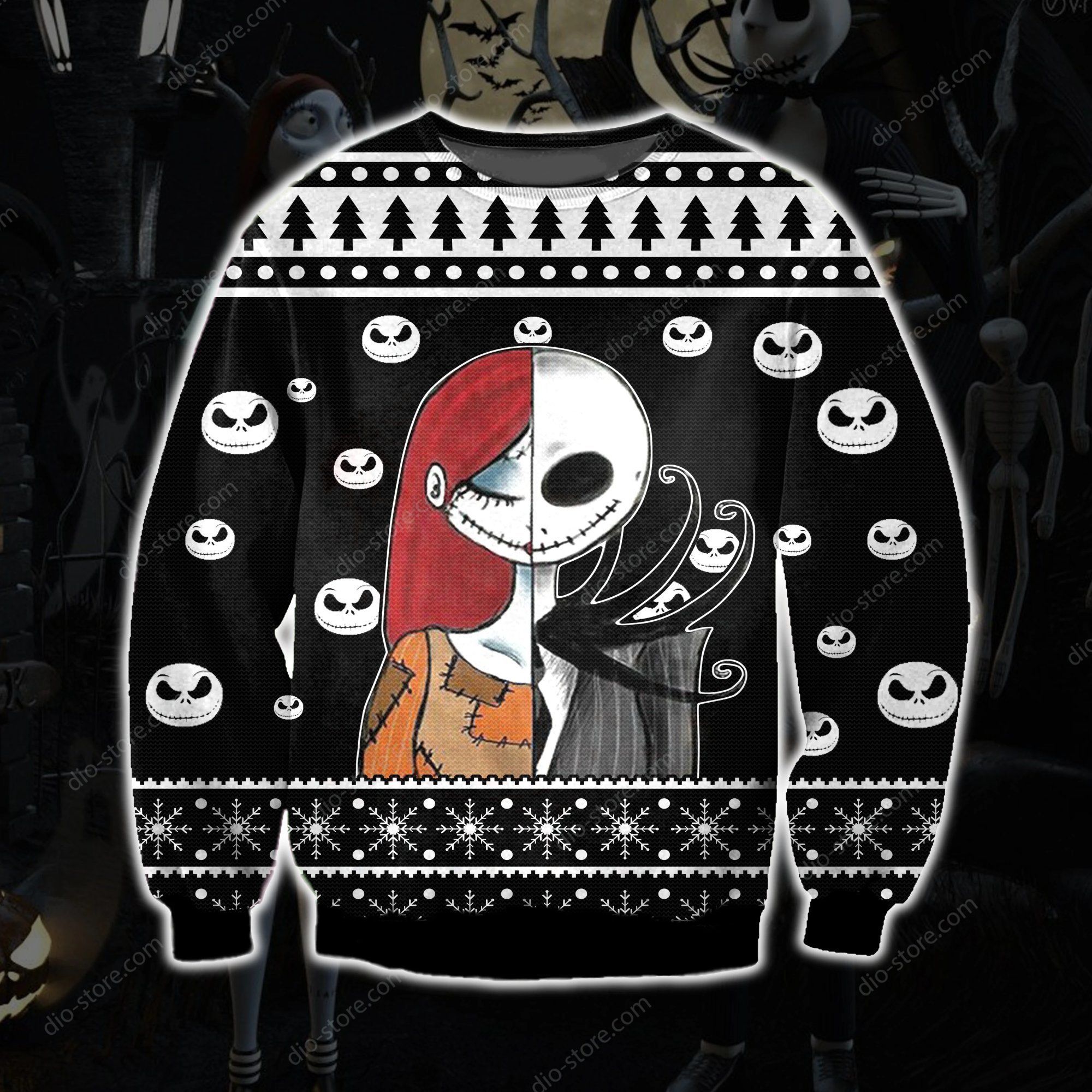 Jack Skellington And Sally Knitting Pattern 3D Print Ugly Sweater