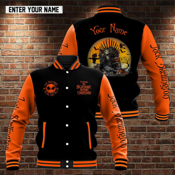 Jack Skellington Nightmare Before Christmas Personalized Name Baseball Jacket for Men & Women | Movie Fan Gift