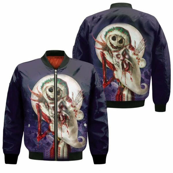 Jack Skellington Santa Costume Nightmare Before Christmas Halloween 3D Bomber Jacket | Holiday Style Jacket for Men & Women