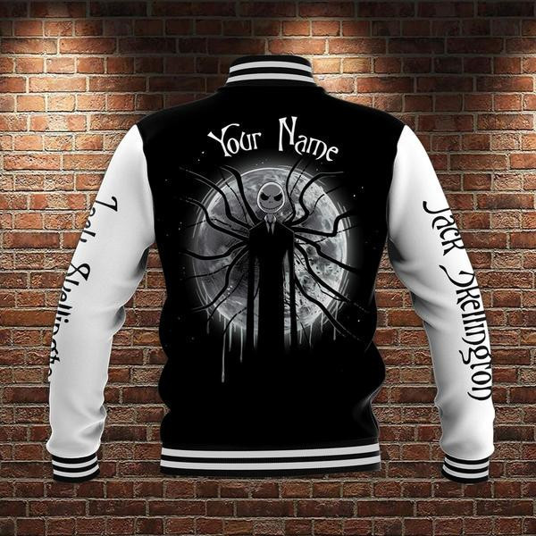 Jack Skellington The Nightmare Before Christmas Personalized Name Baseball Jacket for Men & Women | Movie Fan Gift