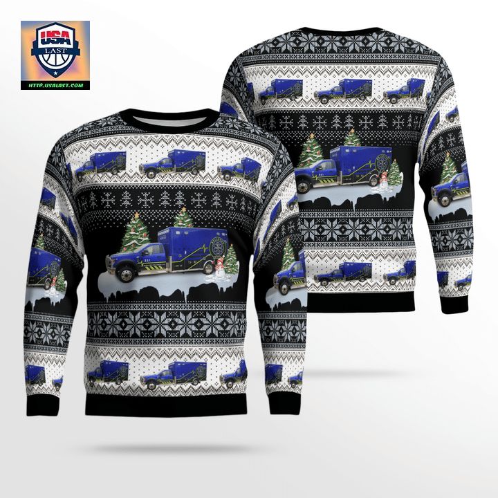 Jackson County Iowa Bellevue Emergency Medical Services Christmas Sweater 3D