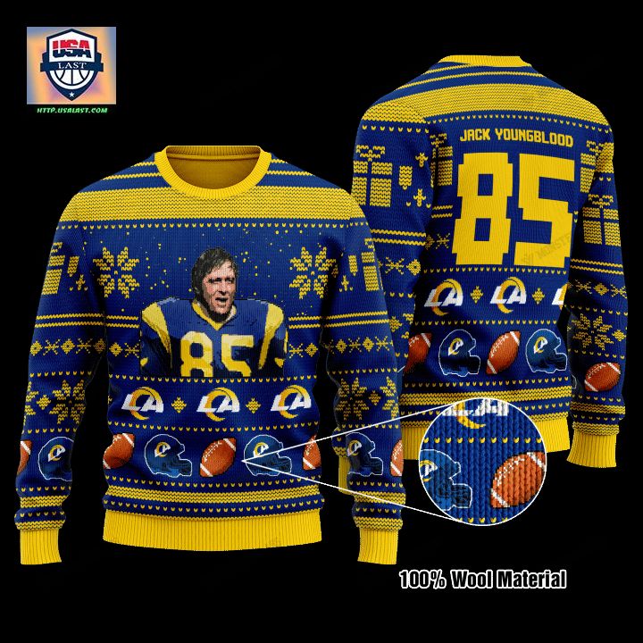 Jackson Youngblood 85 Los Angeles Rams Nfl Christmas Sweater