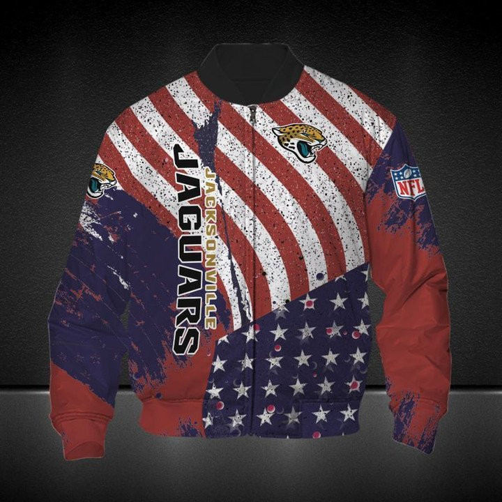 Jacksonville Jaguars America Flag Bomber Jacket | NFL Team Jacket for Men & Women | Football Fan Gift