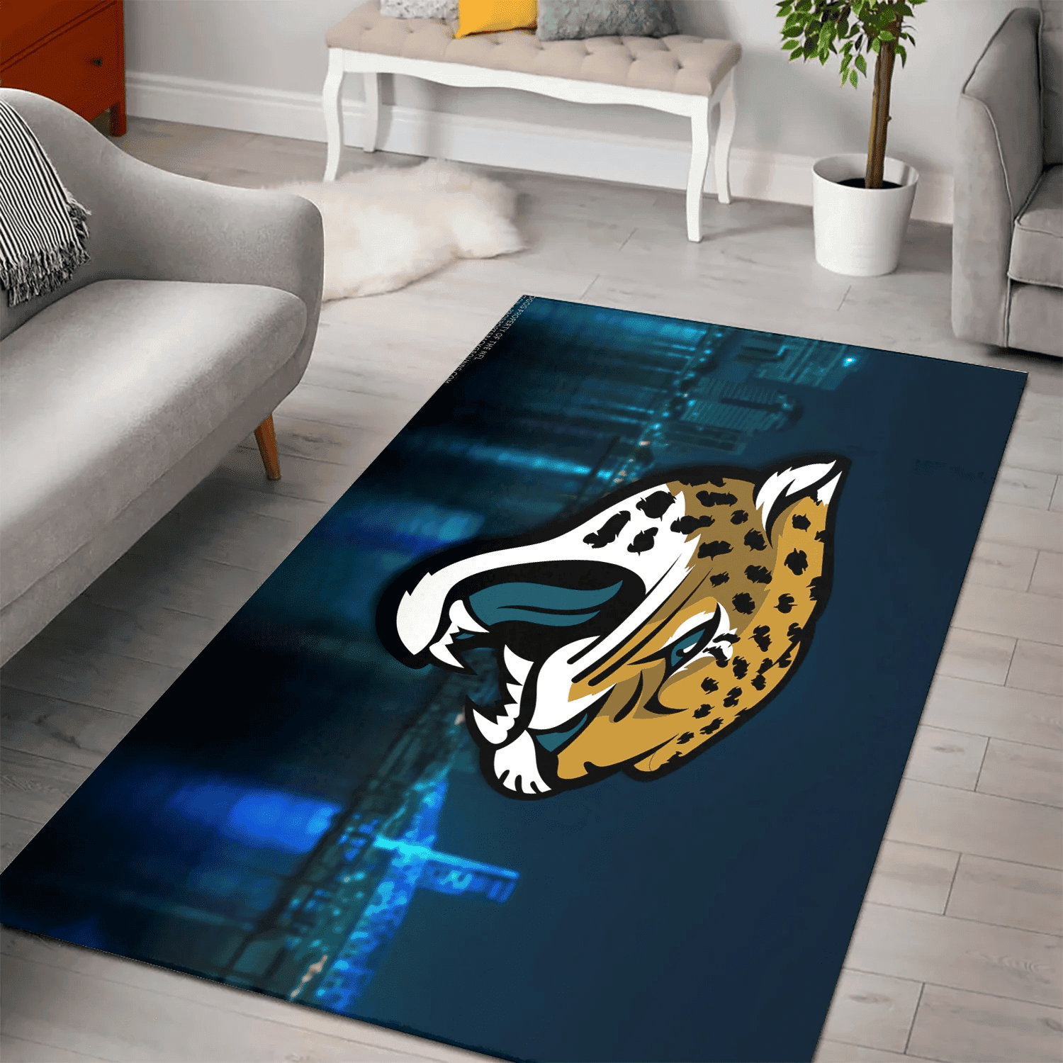 Jacksonville Jaguars City 3D Full Print Rectangle Area Rug – Full Print Carpet For Living Room & Bedroom Home Decor