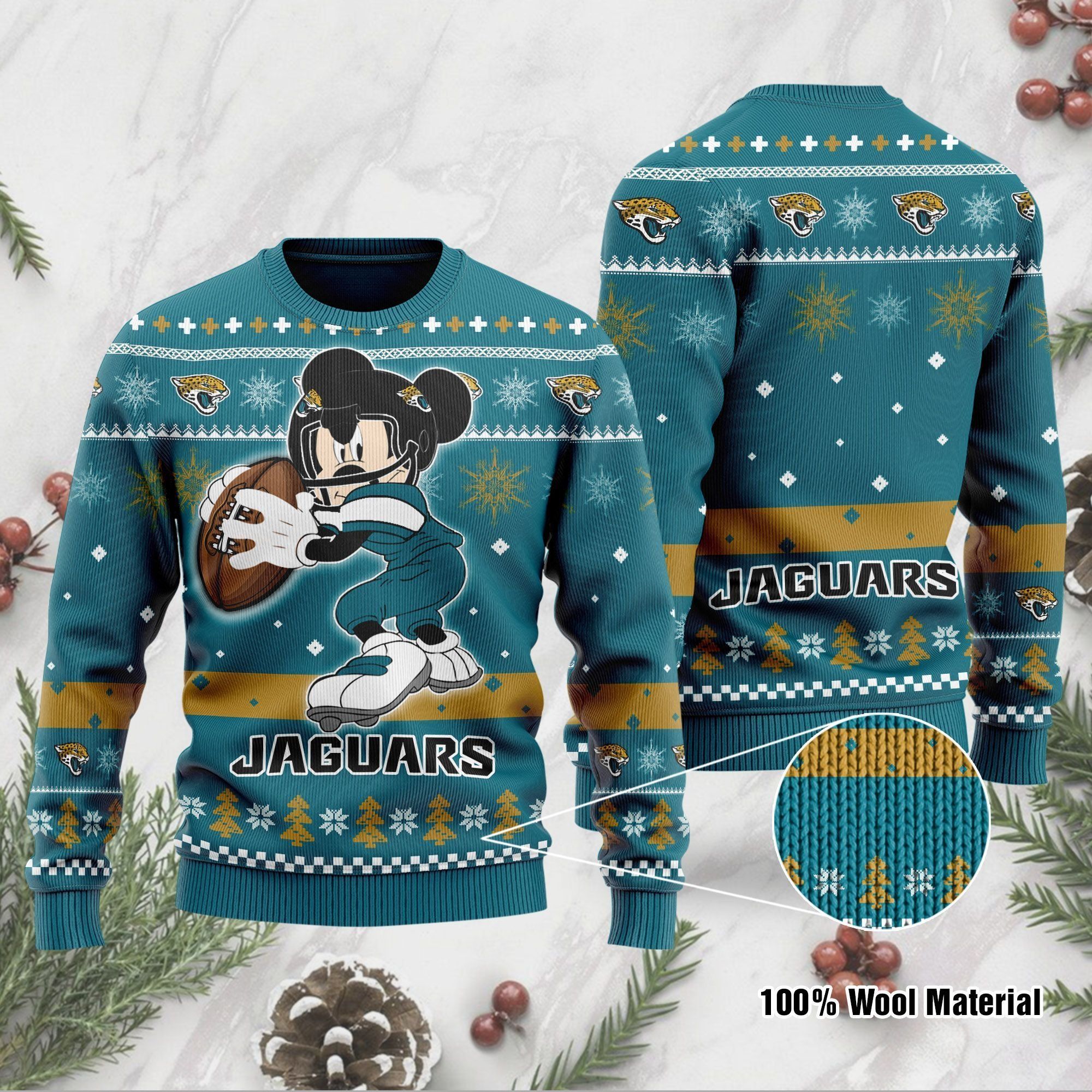 Jacksonville Jaguars Mickey Mouse Funny Ugly Christmas Sweater Holiday Xmas Party Men Women Plus Size