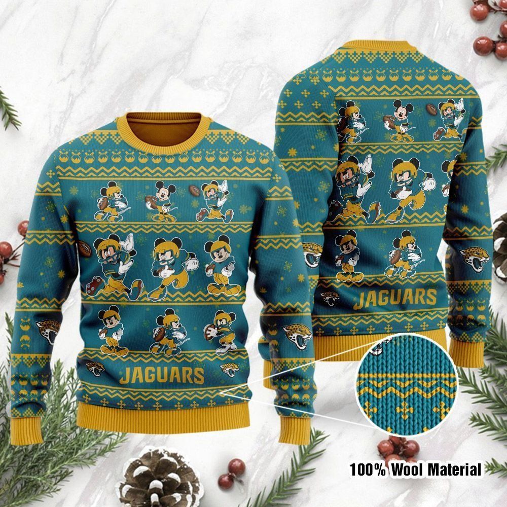 Jacksonville Jaguars Mickey Mouse Ugly Christmas Sweater Holiday Party Men Women Plus Size
