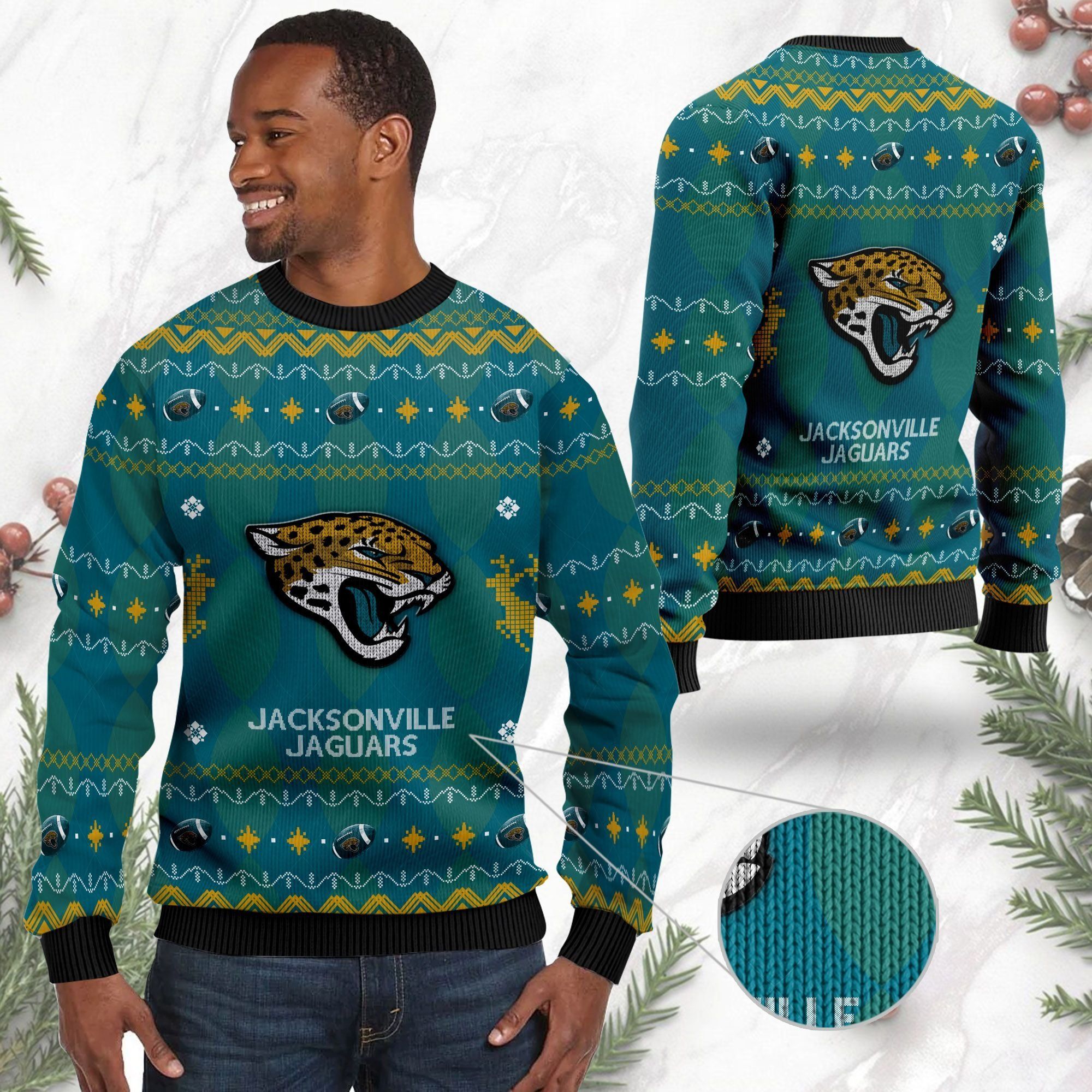 Jacksonville Jaguars NFL American Football Black Ugly Christmas Sweater