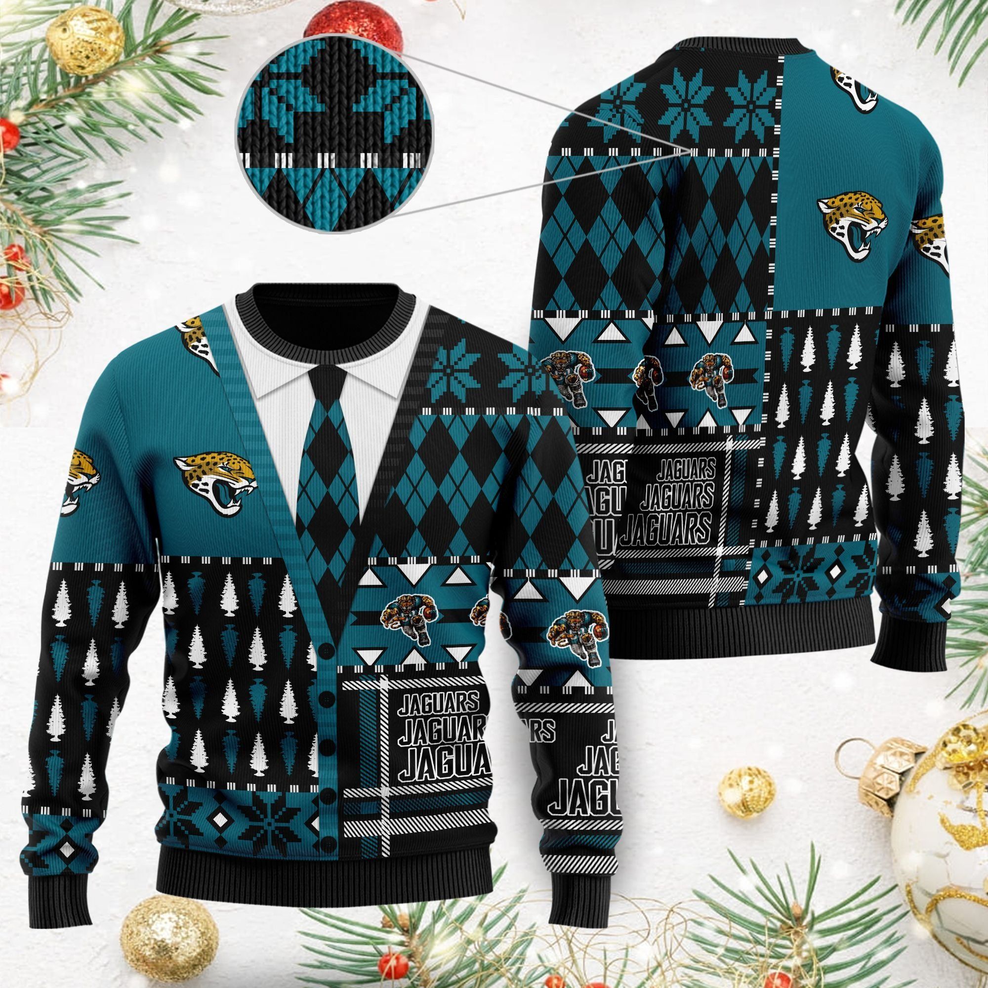 Jacksonville Jaguars NFL American Football Team Cardigan Style 3D Men And Women Ugly Christmas Sweater For Sport Lovers On Christmas Days