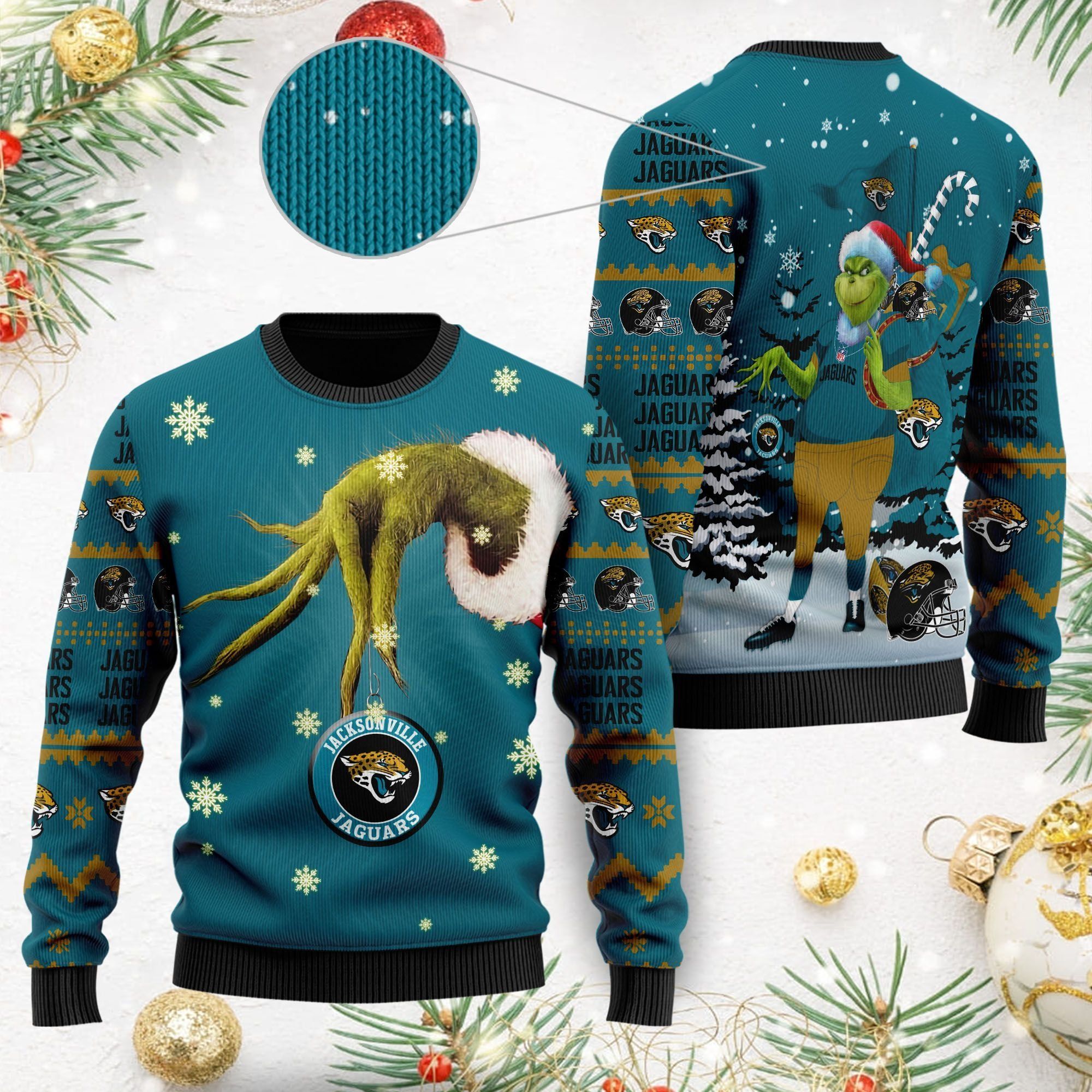 Jacksonville Jaguars NFL Team Grinch Ugly Christmas Sweater