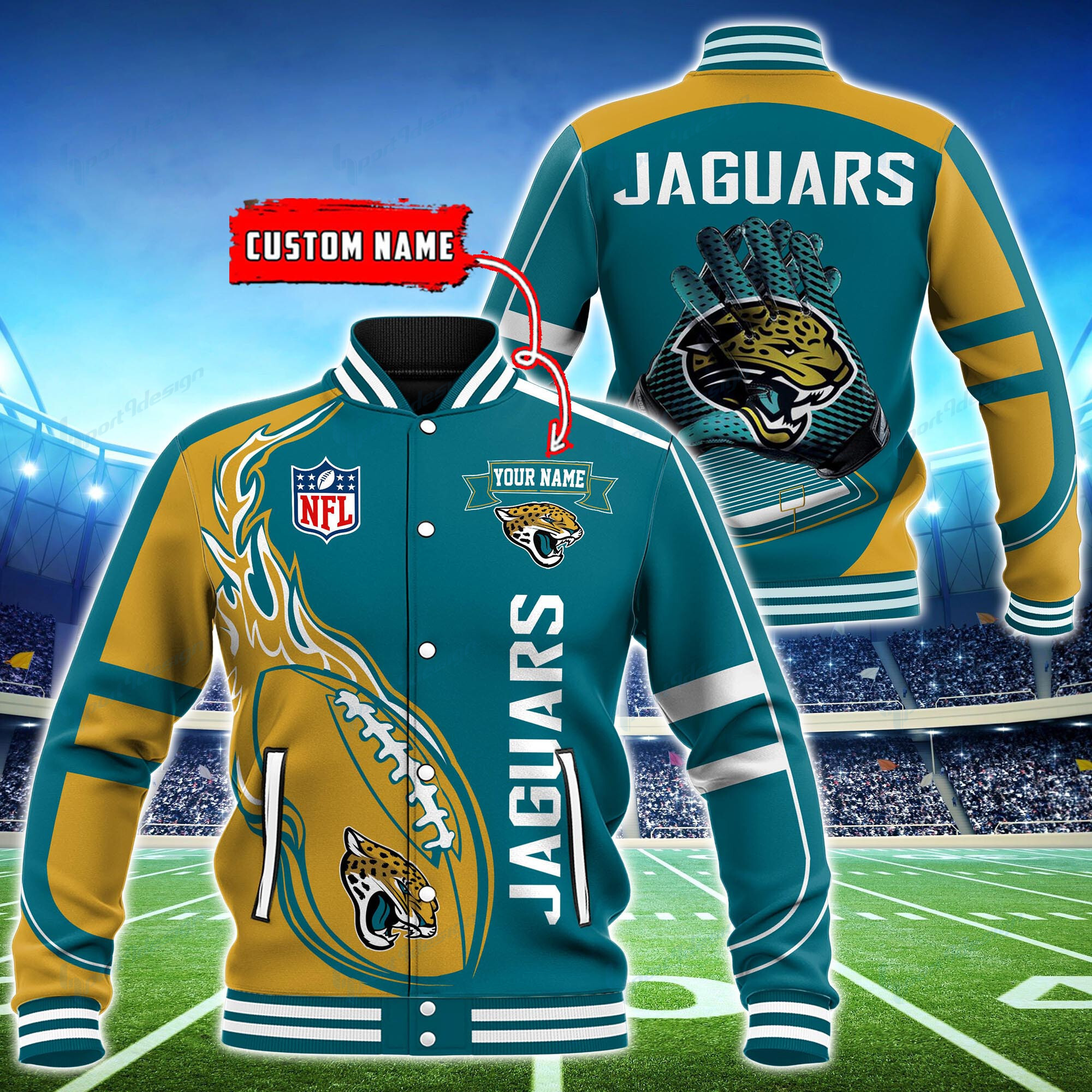 Jacksonville Jaguars Personalized Baseball Jacket for Men & Women | NFL Team Fan Gift