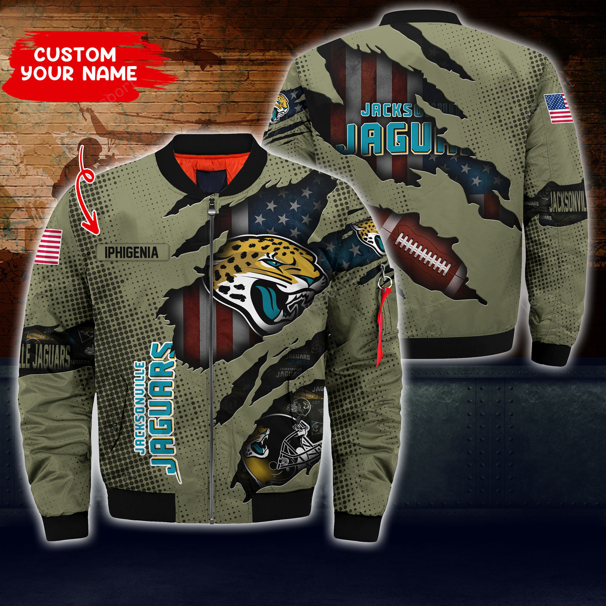 Jacksonville Jaguars Personalized Thick Bomber Jacket | NFL Team Jacket for Men & Women | Football Fan Gift