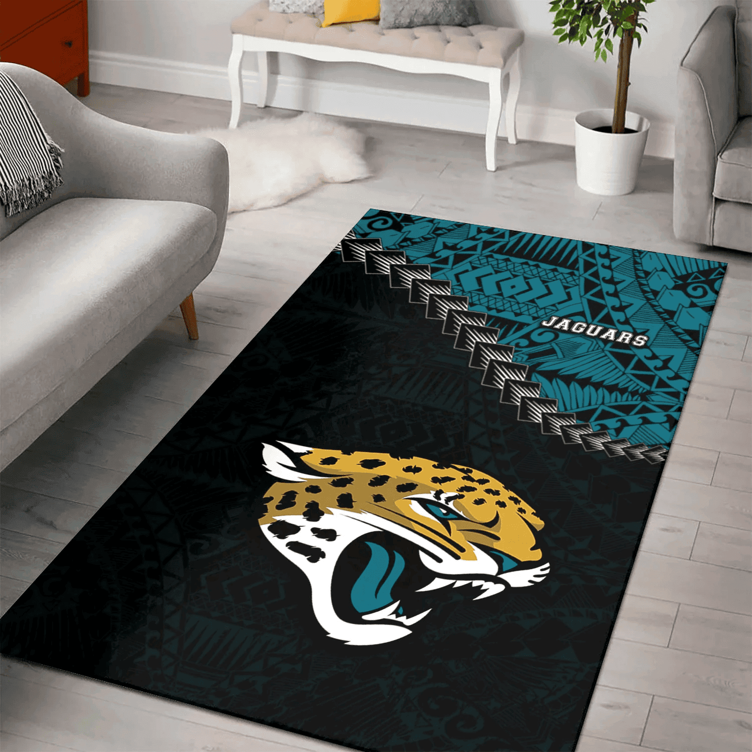 Jacksonville Jaguars Rectangle Area Rug – Full Print Carpet For Living Room & Bedroom Home Decor