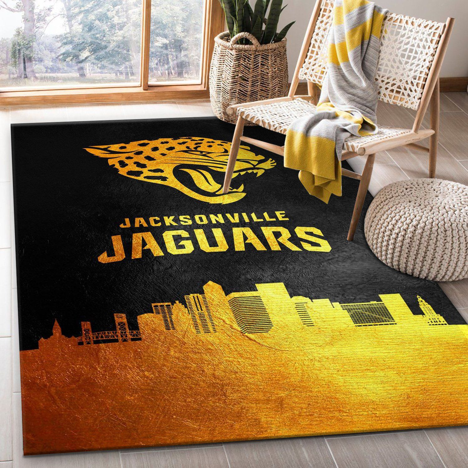 Jacksonville Jaguars Rectangle Area Rug – Full Print Carpet For Living Room & Bedroom Home Decor