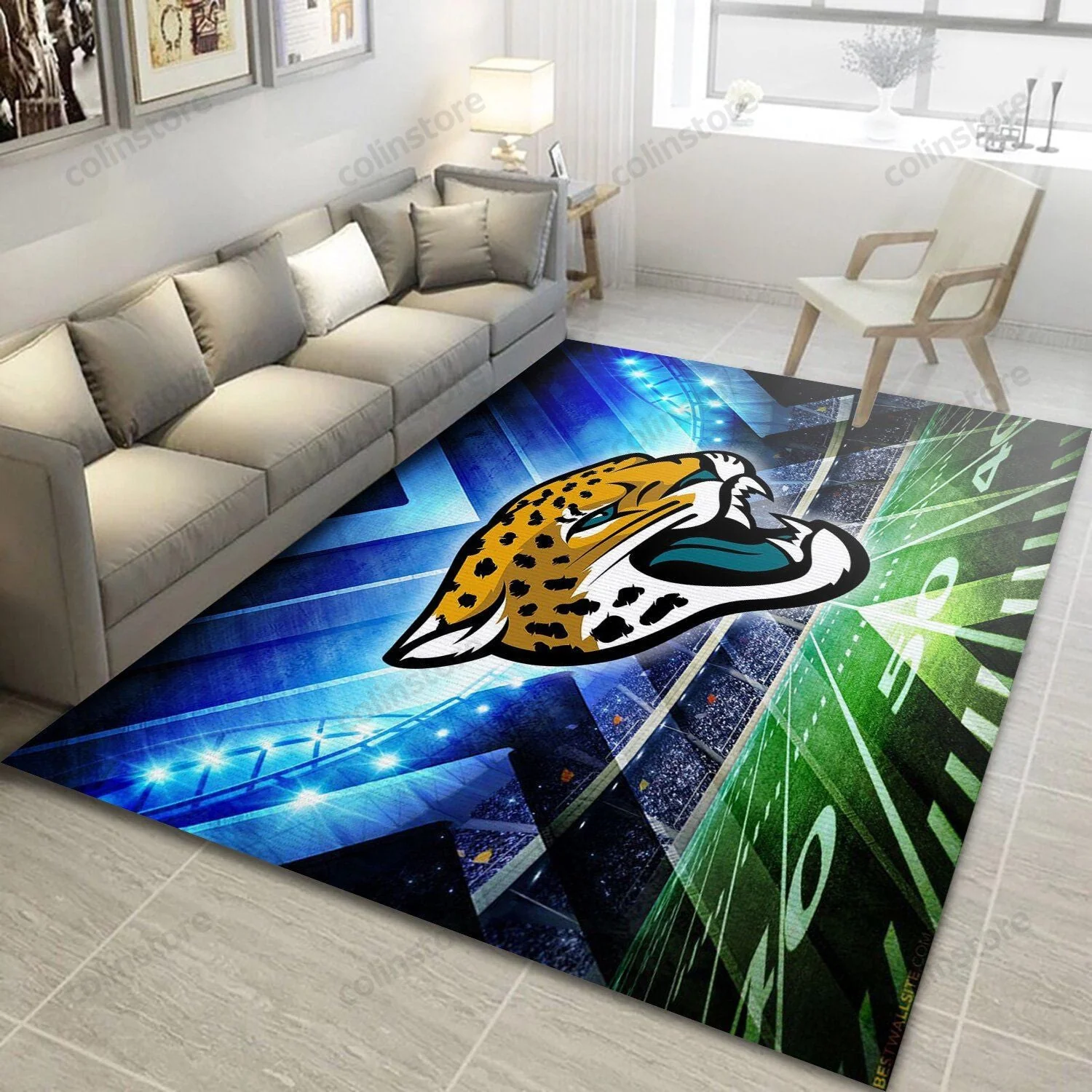 Jacksonville Jaguars Rectangle Area Rug – Full Print Carpet For Living Room & Bedroom Home Decor