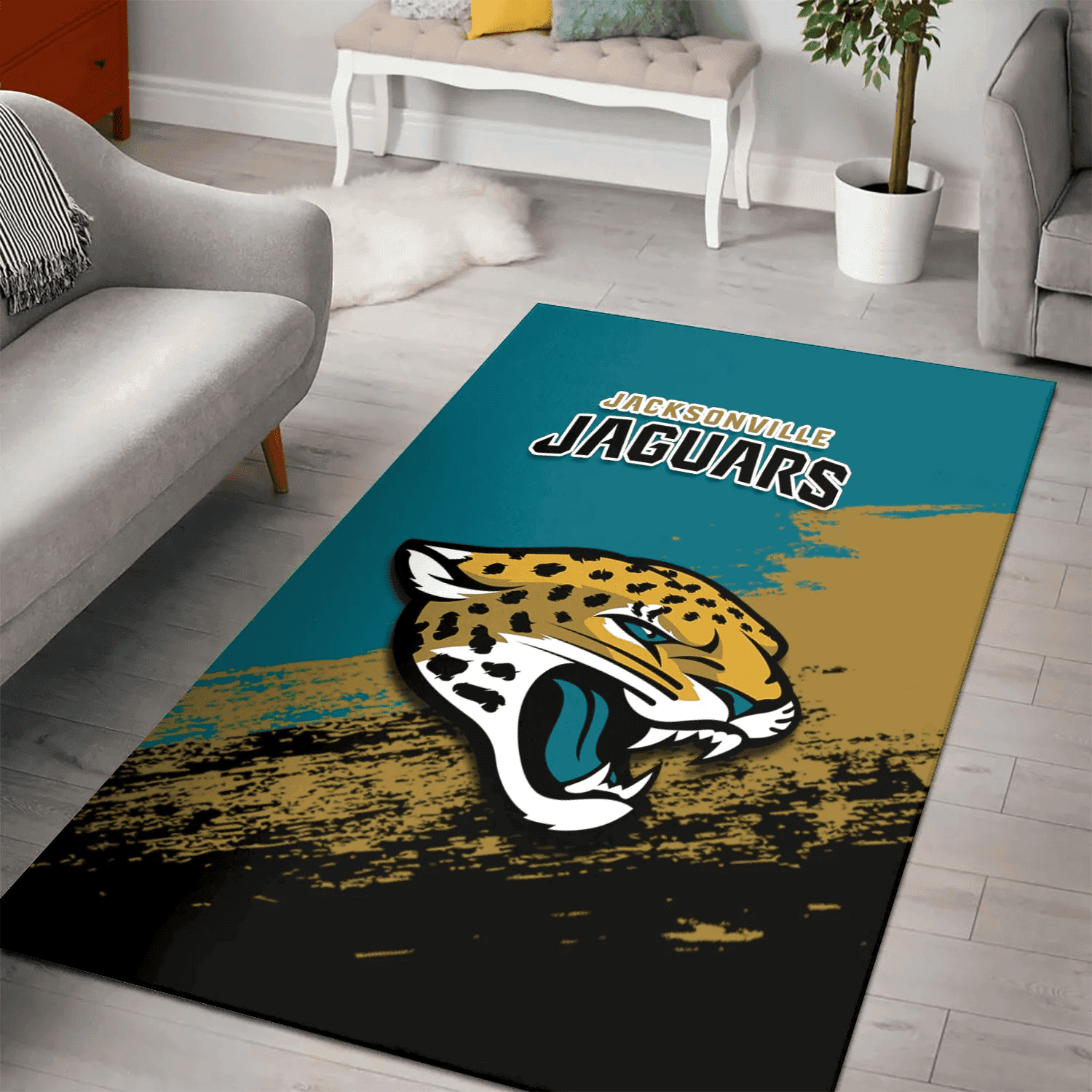 Jacksonville Jaguars Rectangle Area Rug – Full Print Carpet For Living Room & Bedroom Home Decor