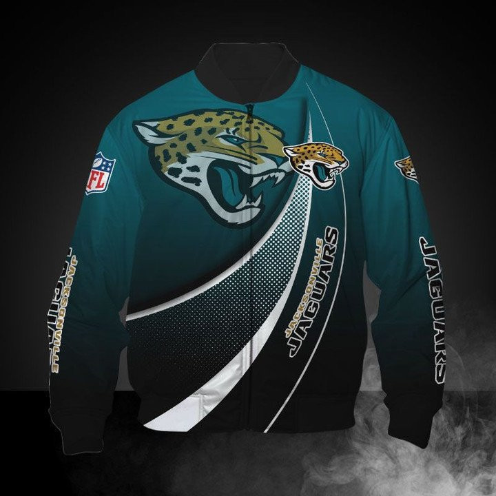 Jacksonville Jaguars Teal Black Bomber Jacket | NFL Team Jacket for Men & Women | Football Fan Gift
