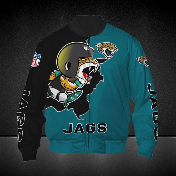 Jacksonville Jaguars Teal Black Bomber Jacket | NFL Team Jacket for Men & Women | Football Fan Gift