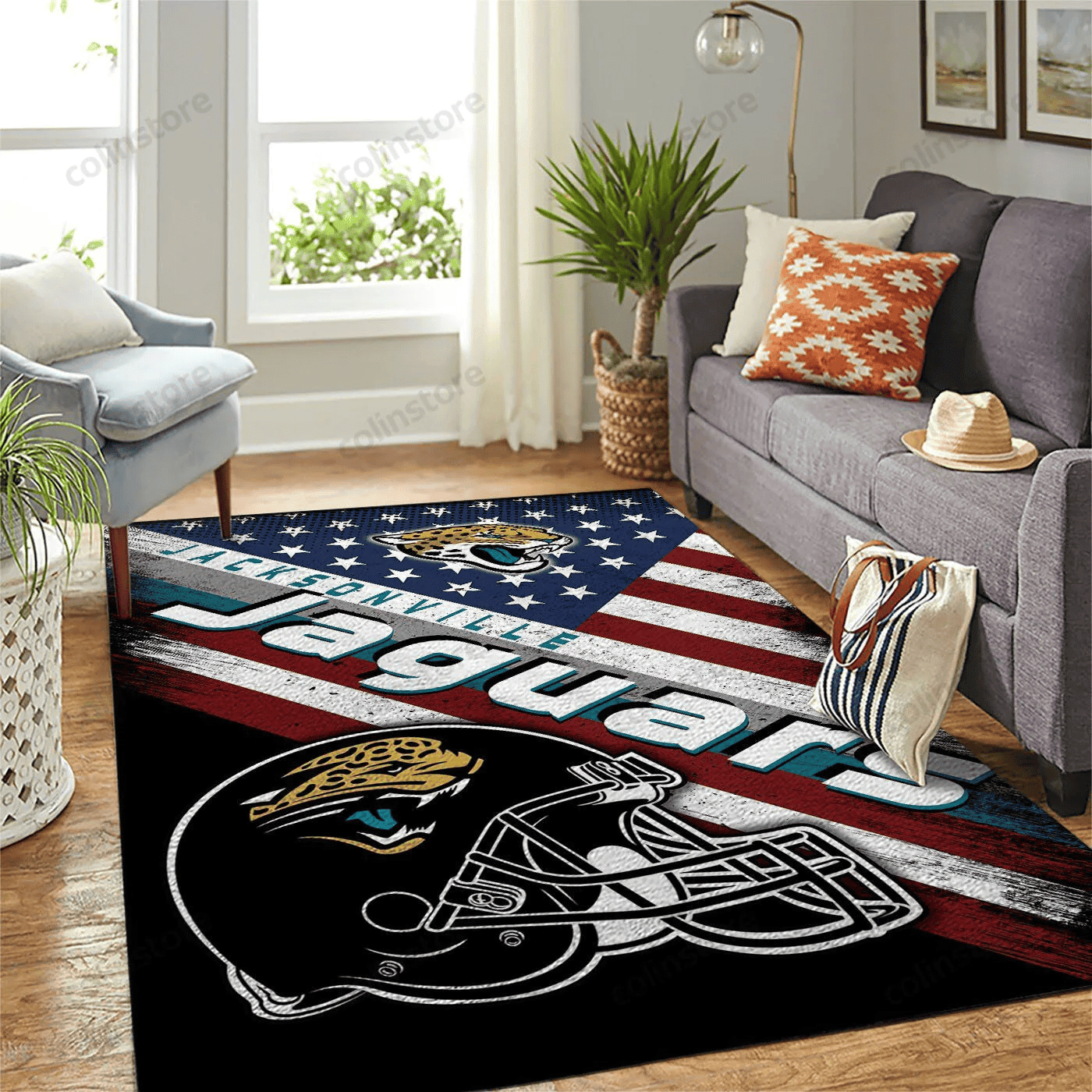 Jacksonville Jaguars Team Logo American Rectangle Area Rug – Full Print Carpet For Living Room & Bedroom Home Decor