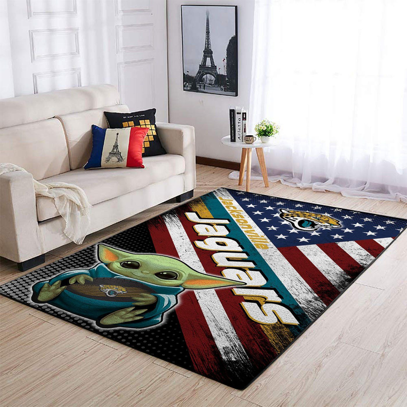 Jacksonville Jaguars Team Logo Baby Yoda Us Rectangle Area Rug – Full Print Carpet For Living Room & Bedroom Home Decor