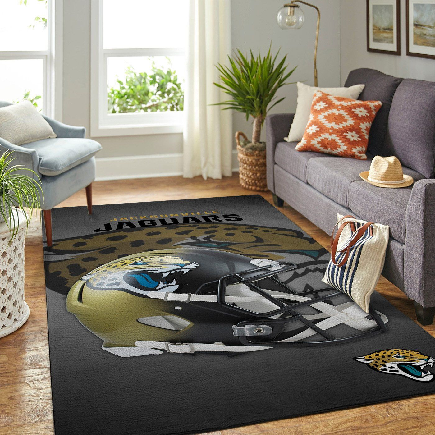 Jacksonville Jaguars Team Logo Helmet Nice Gift Rectangle Area Rug – Full Print Carpet For Living Room & Bedroom Home Decor
