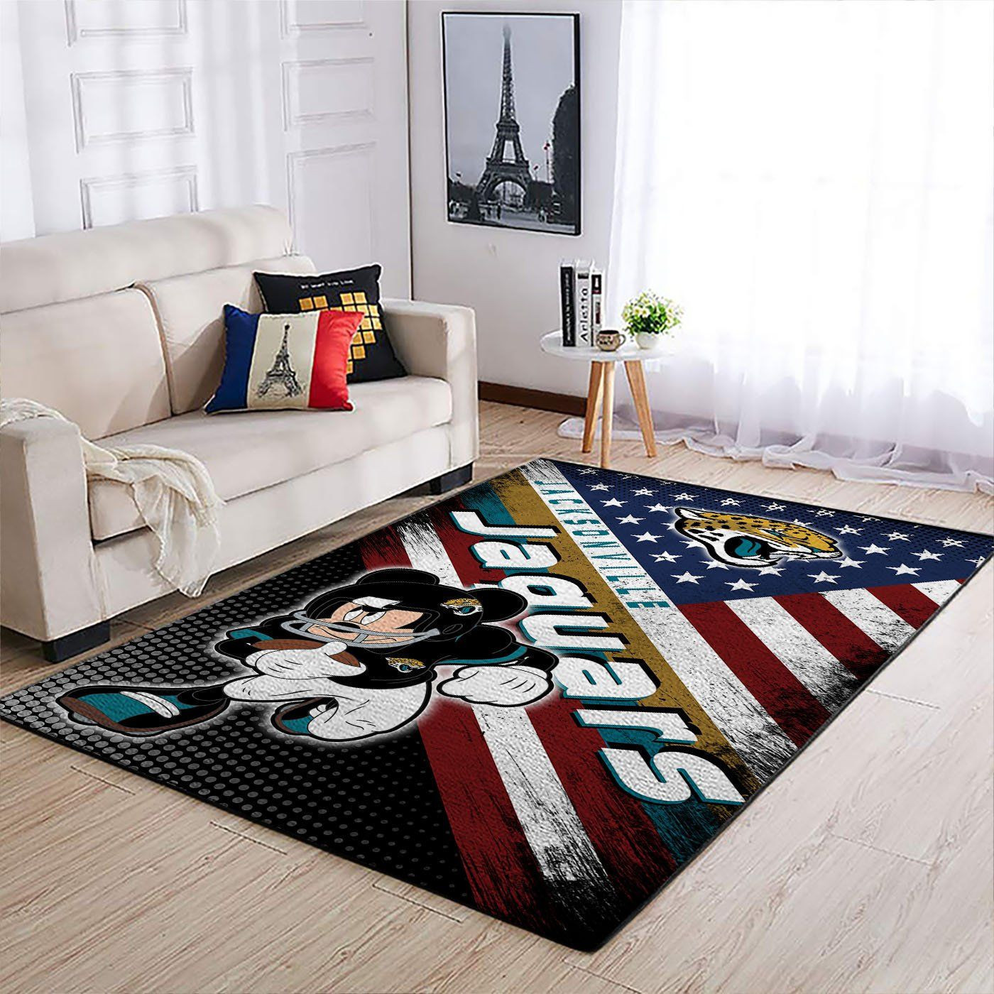 Jacksonville Jaguars Team Logo Mickey Us Rectangle Area Rug – Full Print Carpet For Living Room & Bedroom Home Decor
