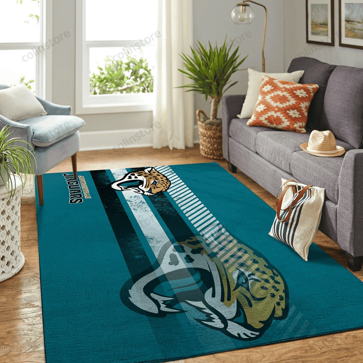 Jacksonville Jaguars Team Logo Nice Gift Rectangle Area Rug – Full Print Carpet For Living Room & Bedroom Home Decor