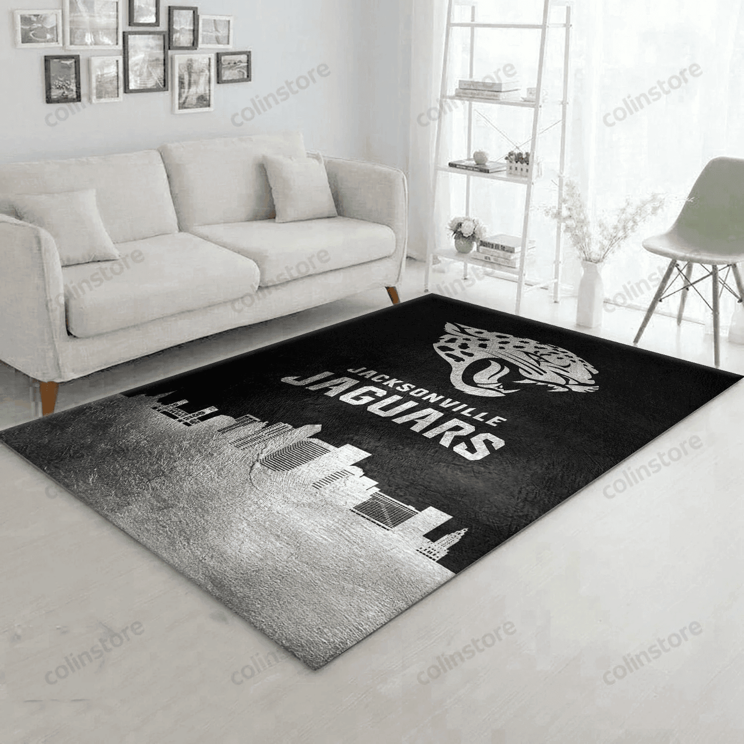 Jacksonville Jaguars Team Logos Rectangle Area Rug – Full Print Carpet For Living Room & Bedroom Home Decor