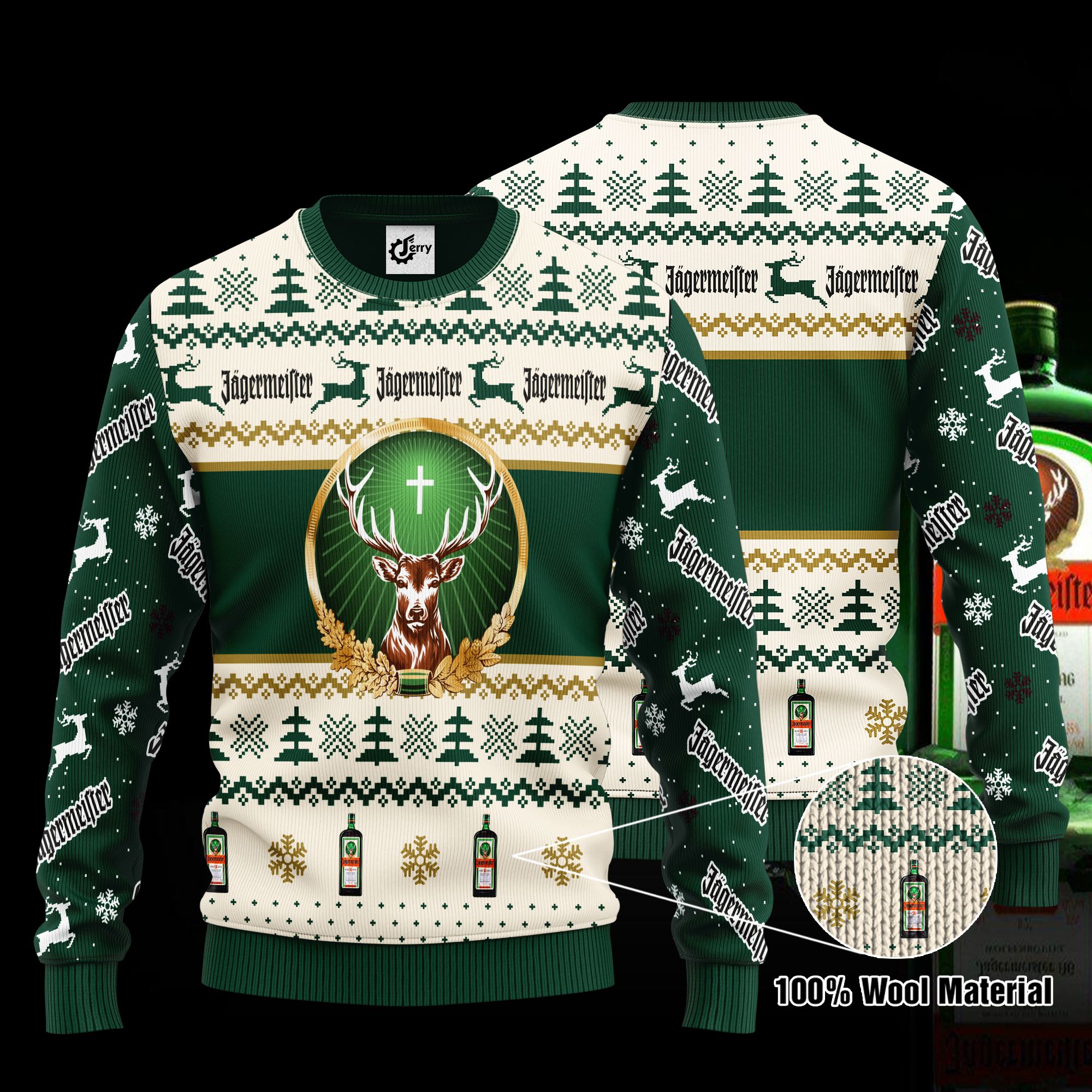 Jagermeister 3D Print Ugly Christmas Sweater, Hoodie, Zip Hoodie, Bomber Jacket
