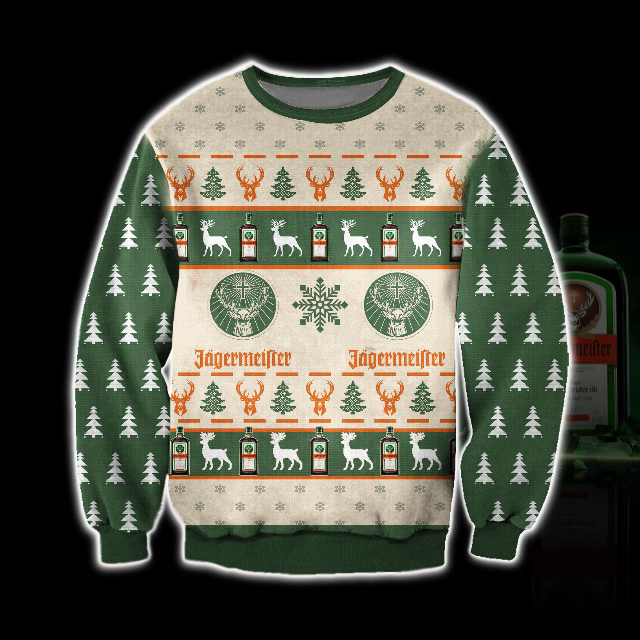 Jagermeister Knitting Pattern 3D All Over Print Ugly Christmas Sweater