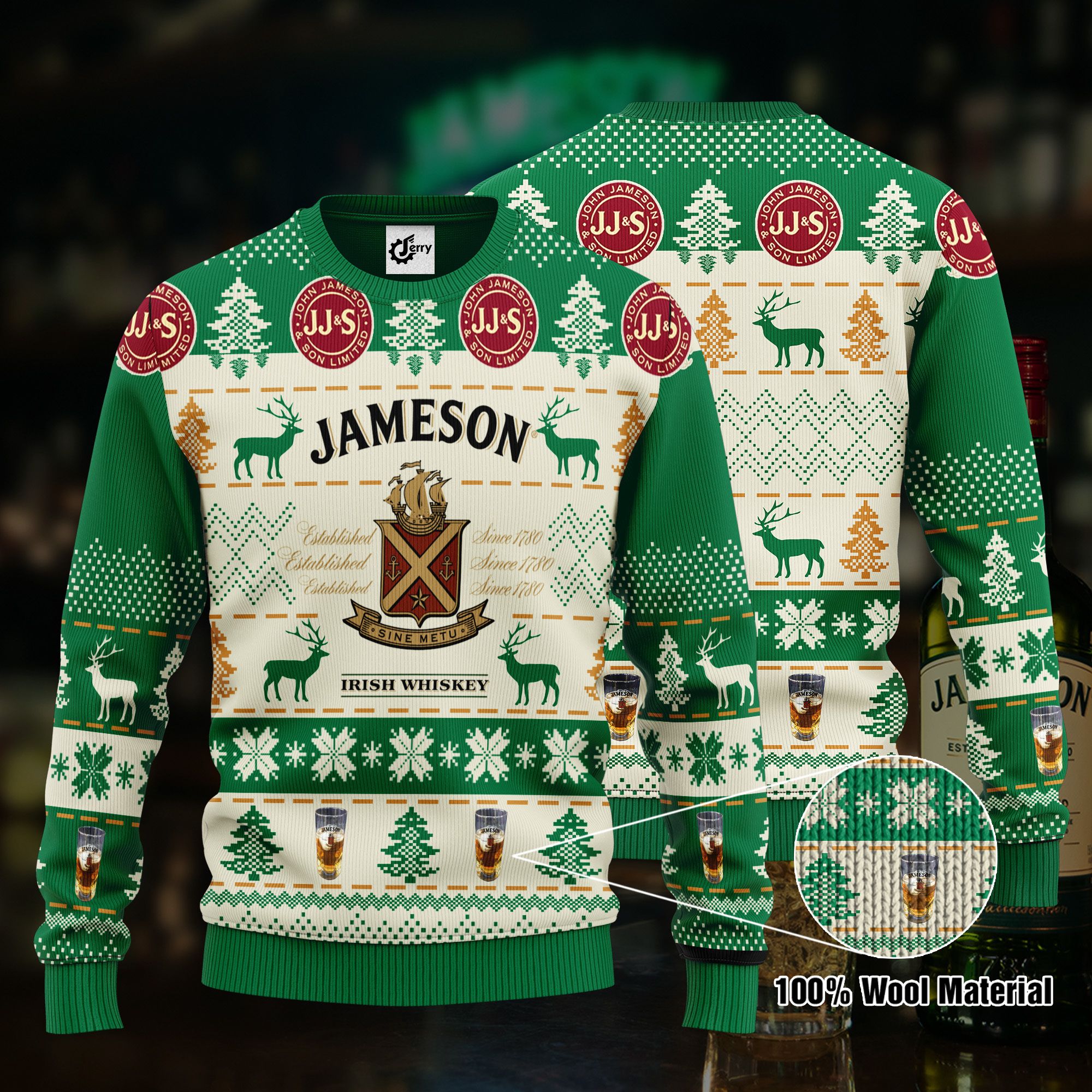 Jameson 3D Print Ugly Christmas Sweater, Hoodie, Zip Hoodie, Bomber Jacket