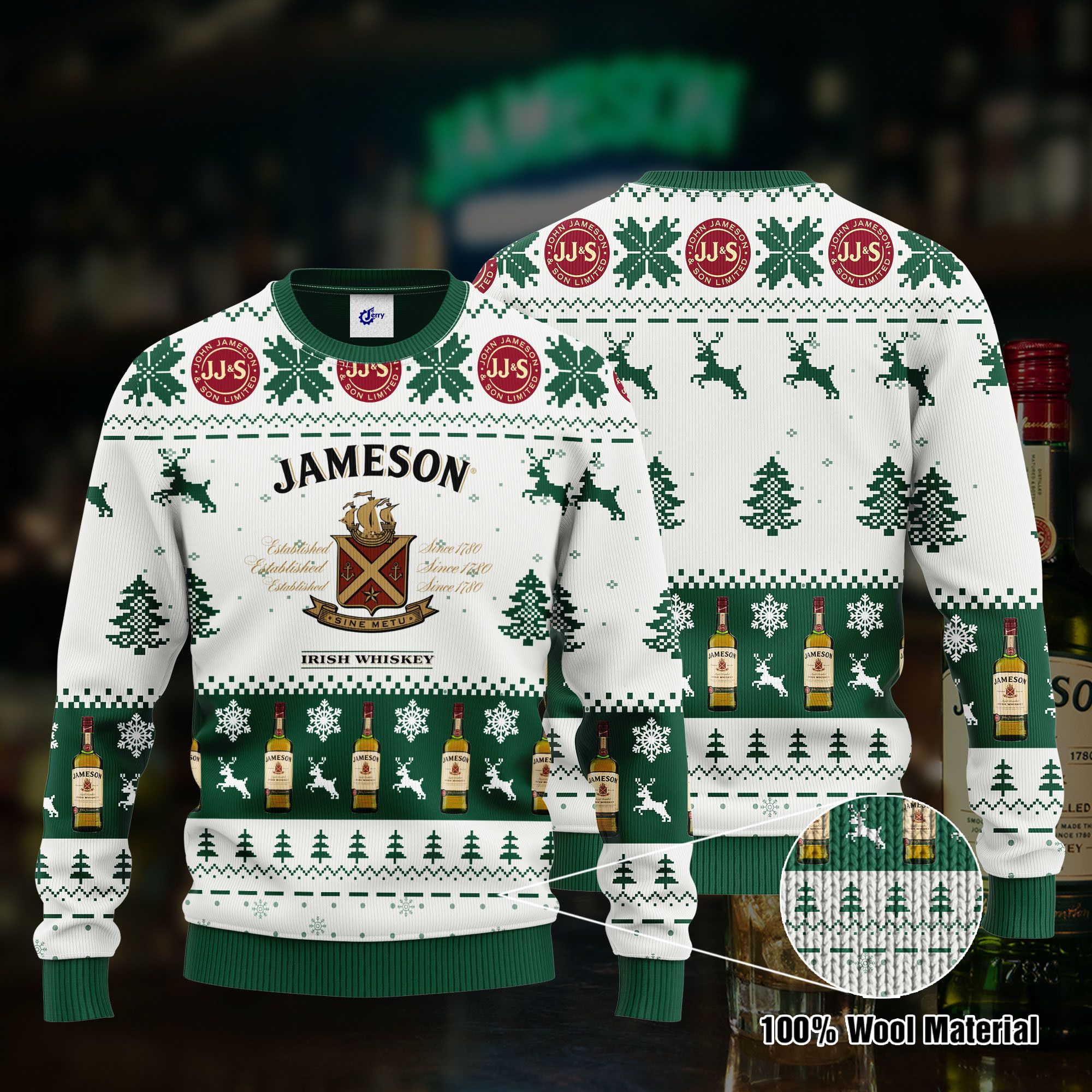 Jameson 3D Print Ugly Christmas Sweater, Hoodie, Zip Hoodie, Bomber Jacket
