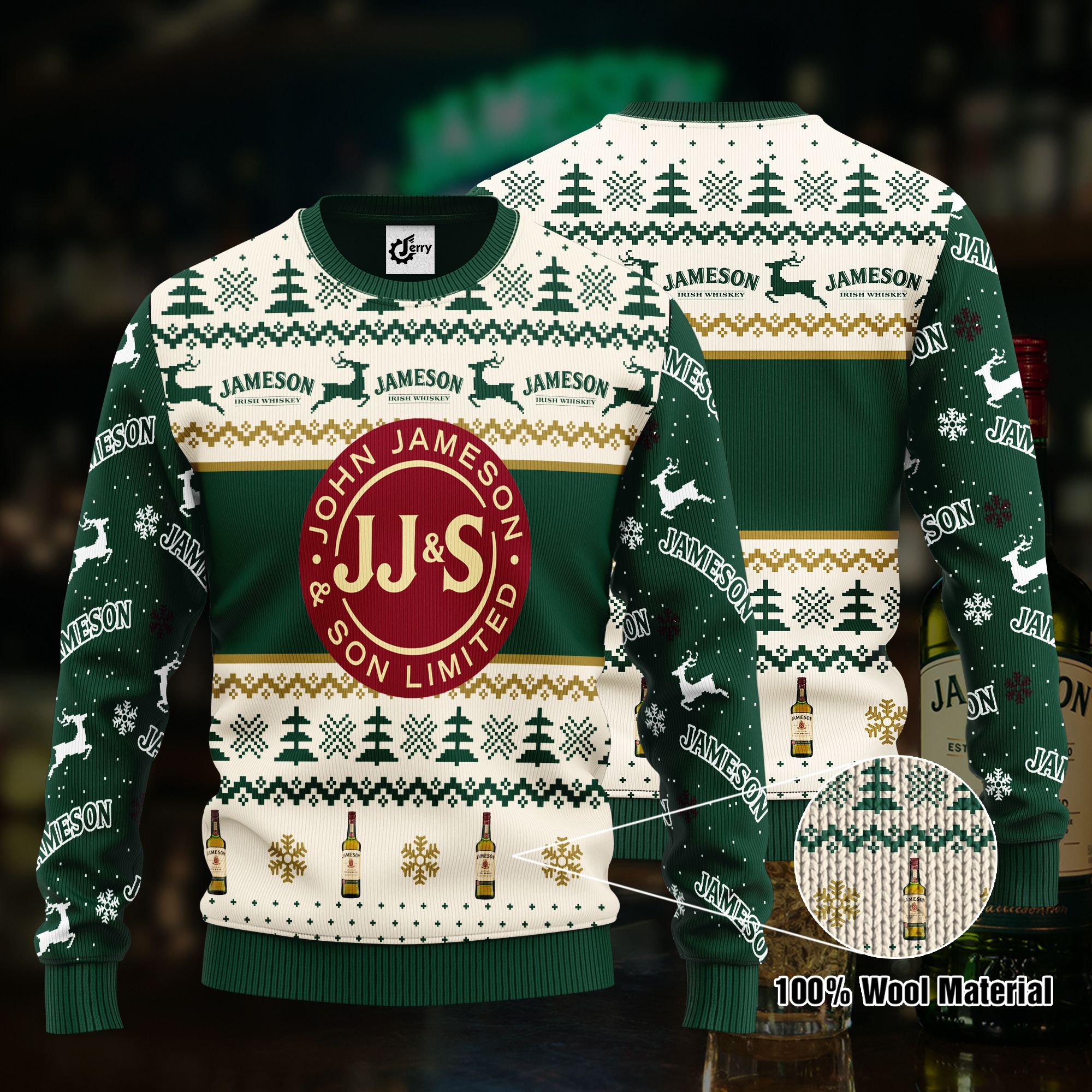 Jameson 3D Print Ugly Christmas Sweater, Hoodie, Zip Hoodie, Bomber Jacket