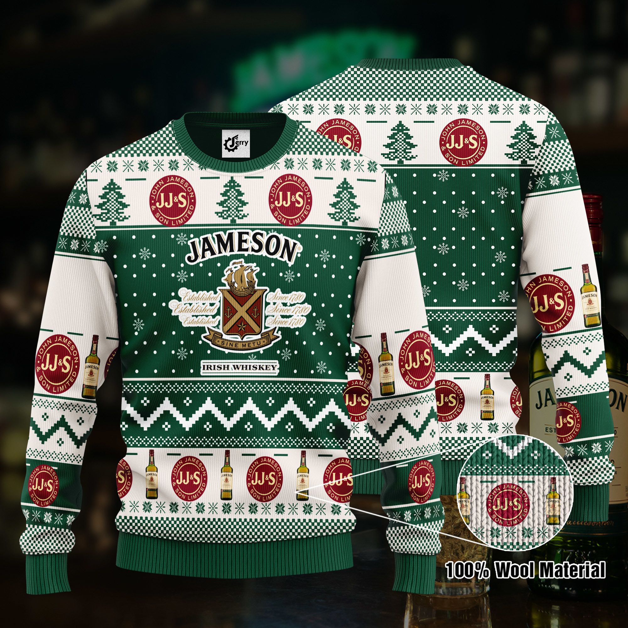 Jameson 3D Print Ugly Christmas Sweater, Hoodie, Zip Hoodie, Bomber Jacket