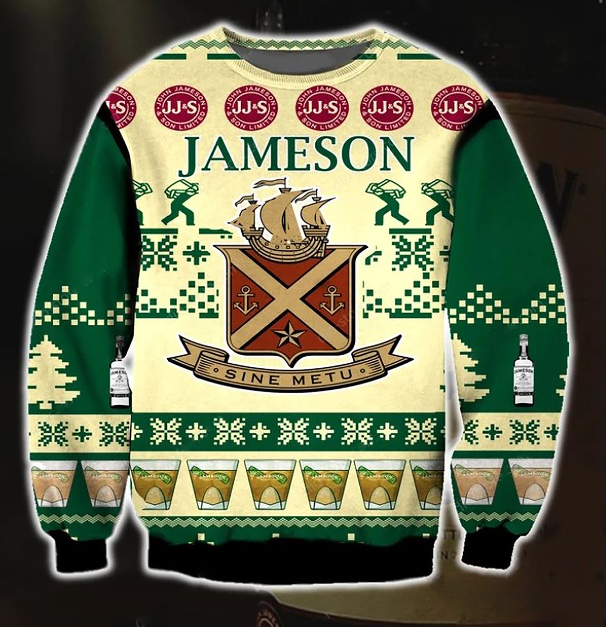 Jameson Irish Whiskey Pattern Christmas Ugly Christmas Sweater