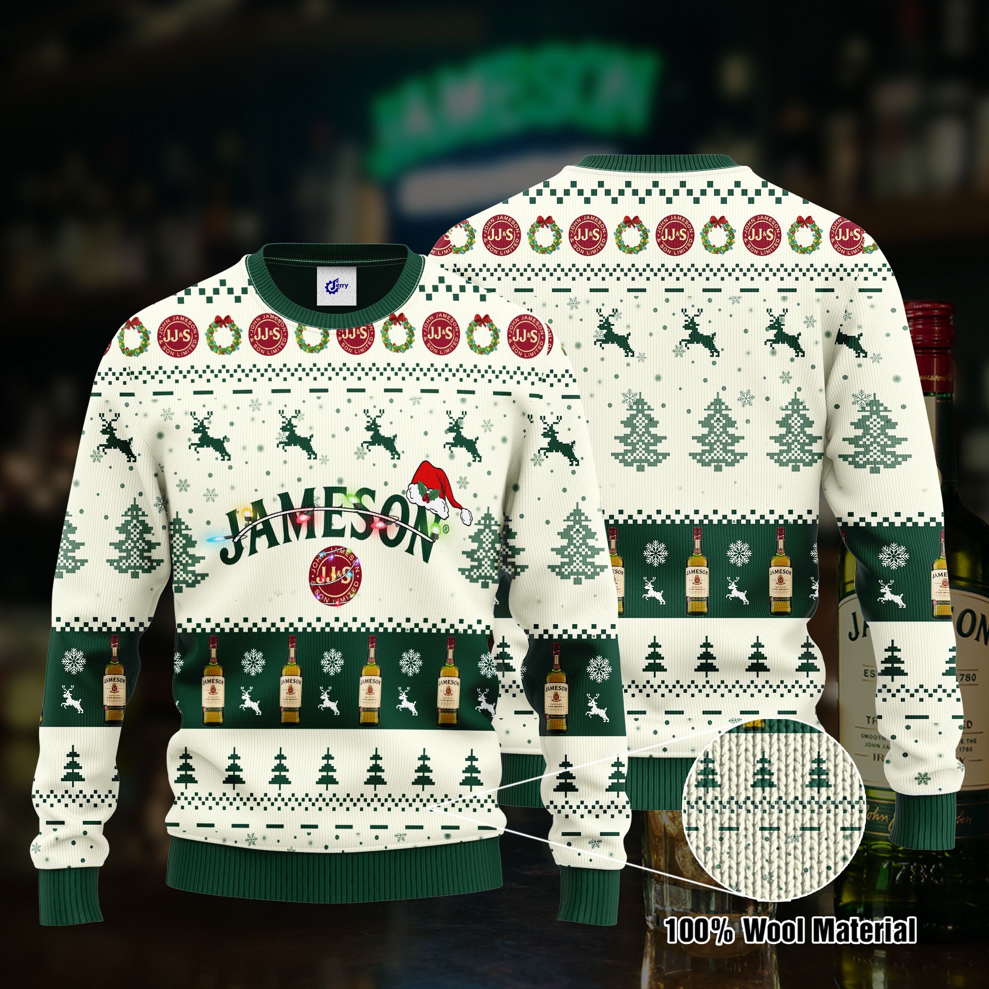 Jameson Santa Hat Christmas Ugly Christmas Sweater, Hoodie, Zip Hoodie, Bomber Jacket