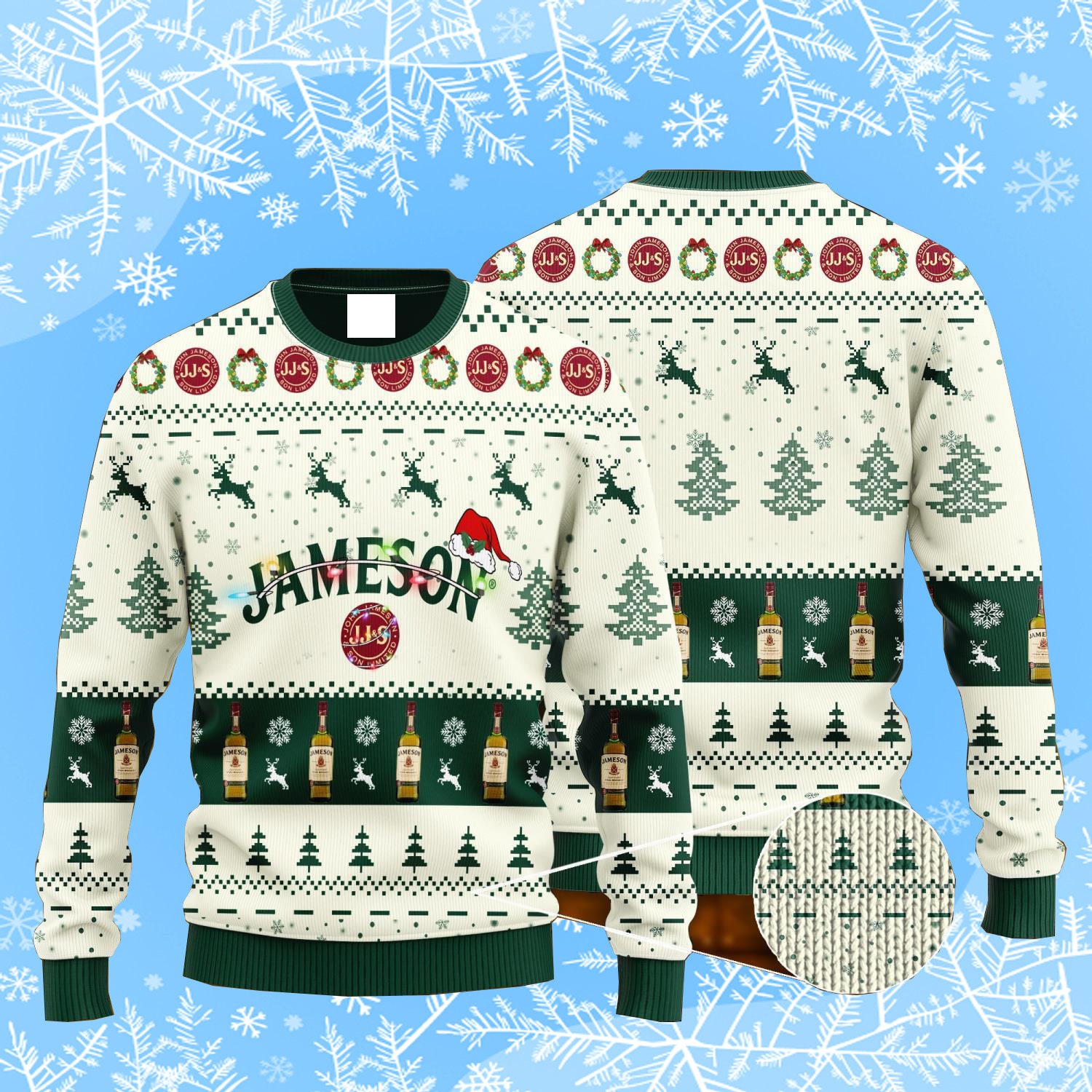 Jameson Santa Hat Wine Ugly Christmas Sweater