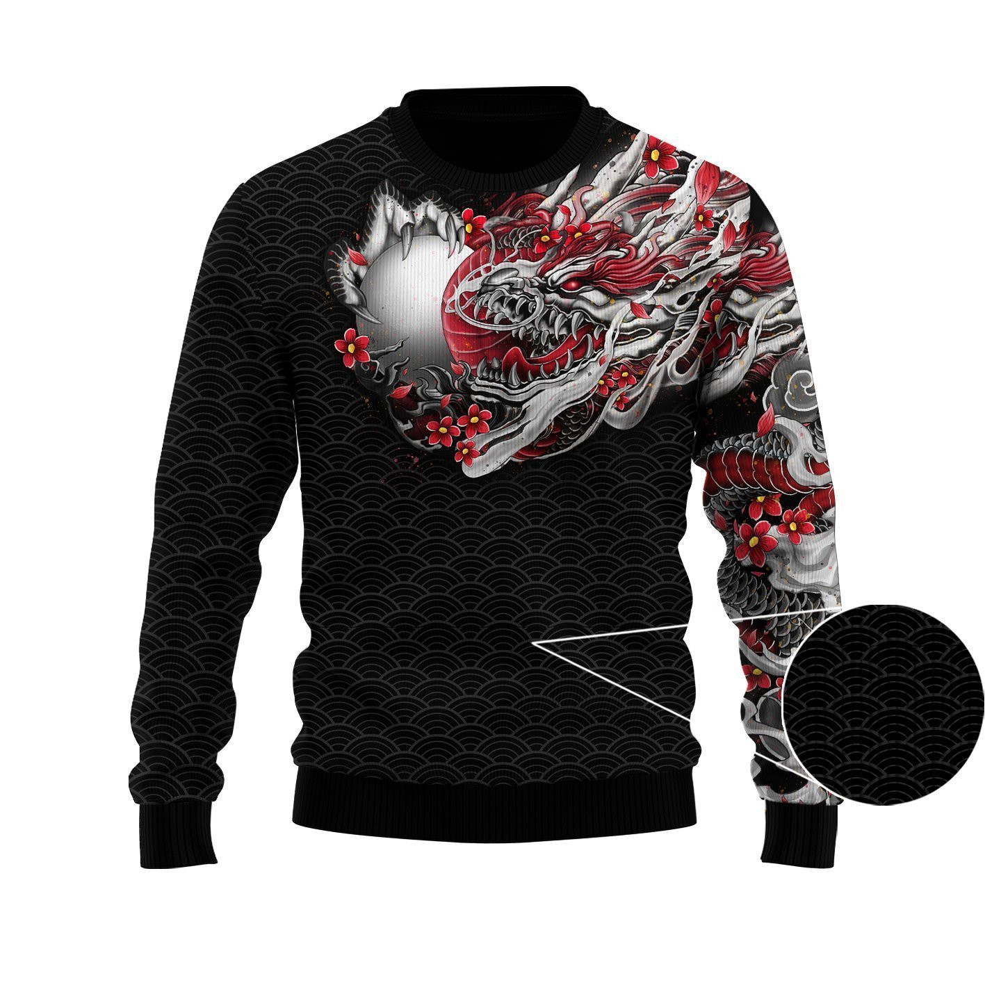 Japan Art Tattoo Ugly Christmas Sweater, Perfect Holiday Gift